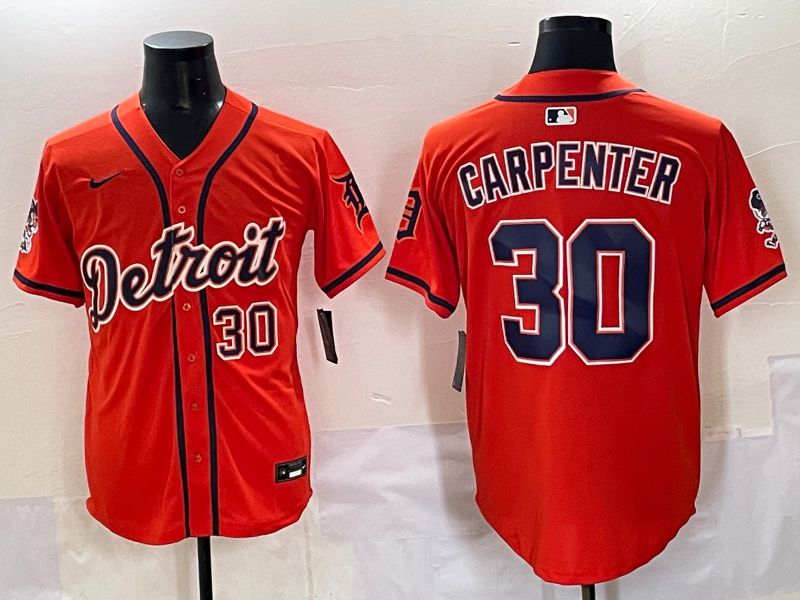 Men 2025 Detroit Tigers 30 Carpenter Orange Fashion Nike MLB Jersey style 7154